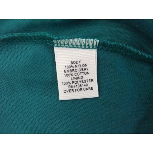 Green Lace Bell Sleeve Tunic Top Embroidered Sheer Overlay By Ultra Pink Womens - Picture 4 of 8